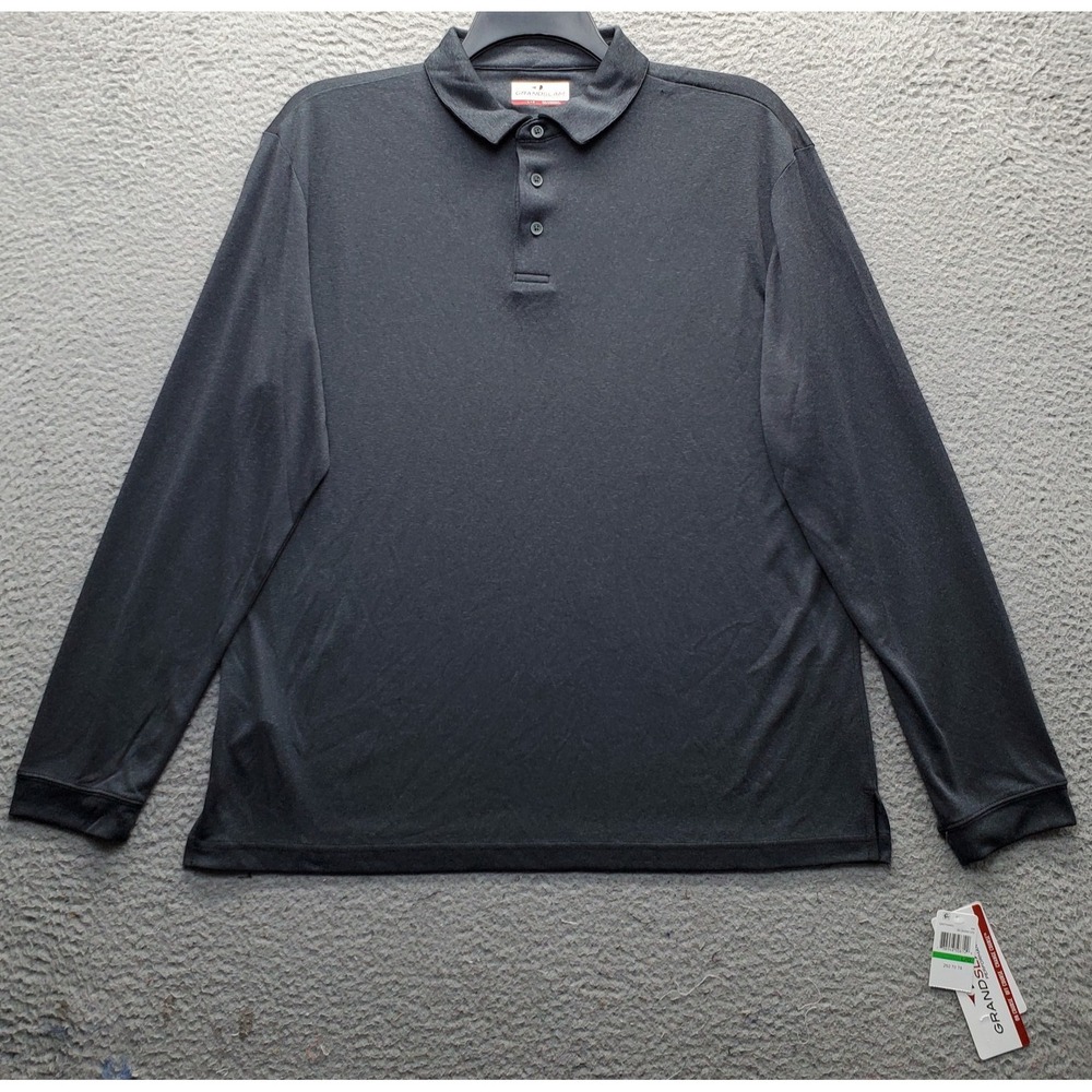 Grand Slam Golf Polo Shirt Mens L Gray Long Sleeve Performance Stretch UPF 15+